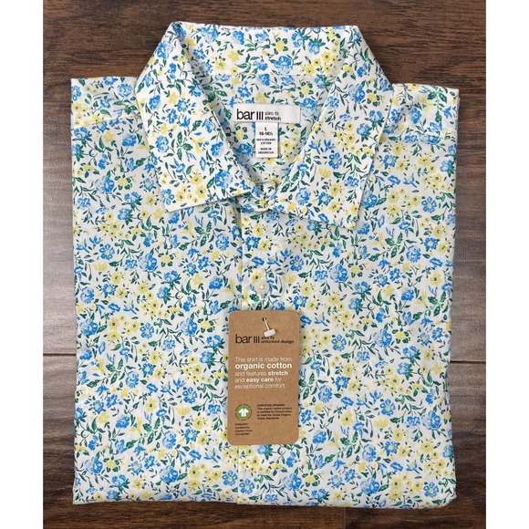 Bar III Other - Bar III Men's Large Slim Fit Stretch Long Sleeve Shirt Organic Cotton Floral